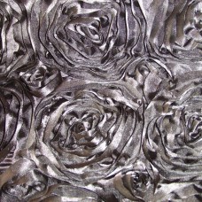 Ткань Атласные розы 3D (черный)